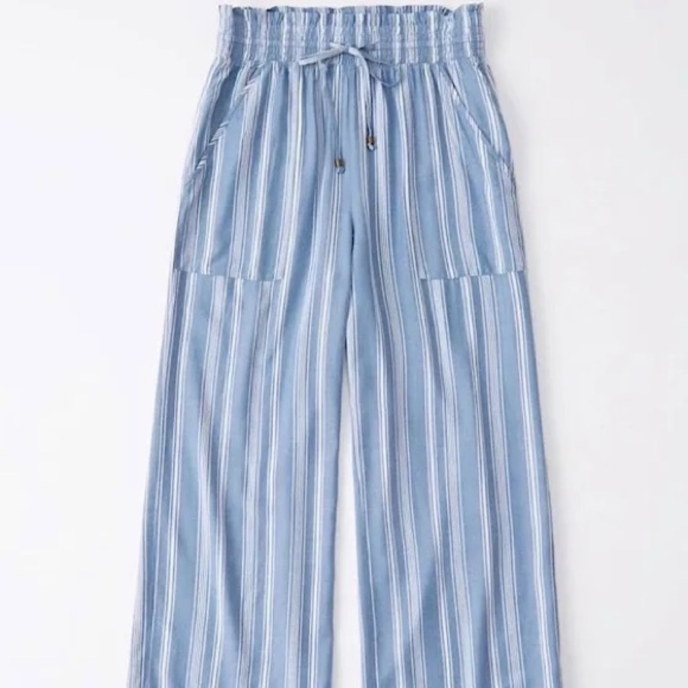 Abercrombie & Fitch - Blue & White Striped Wide Leg Pants